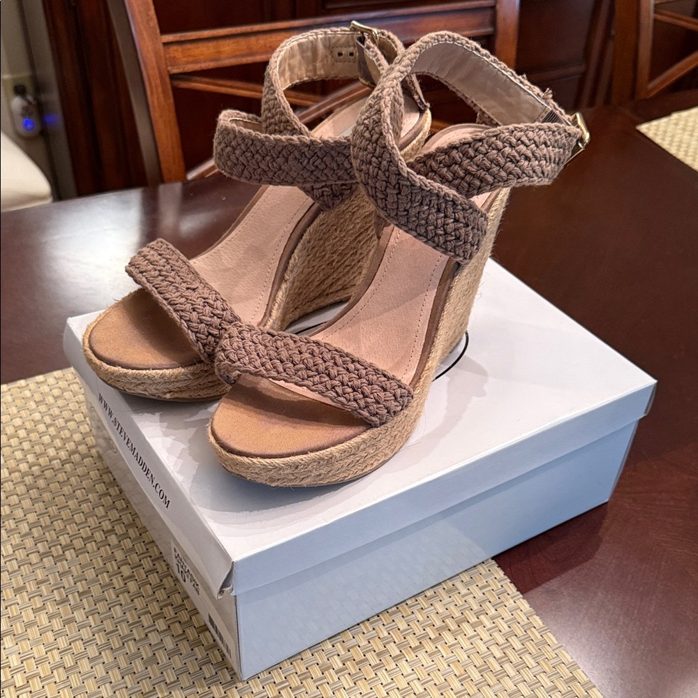 Steve Madden Braided Brown Wedge Sandals